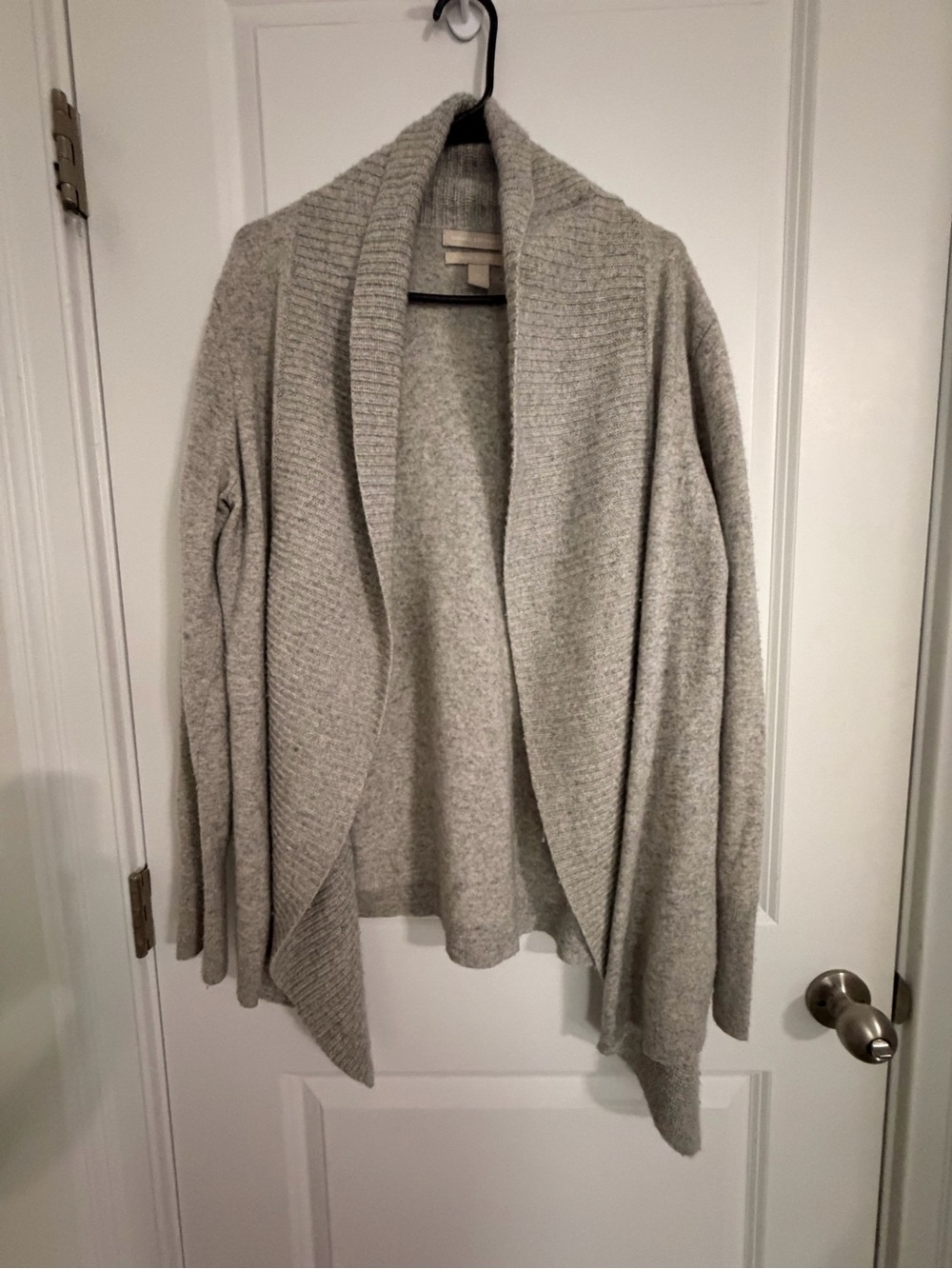 Open-Front Shawl Collar Women's Sweater Cardigan - Light Gray-